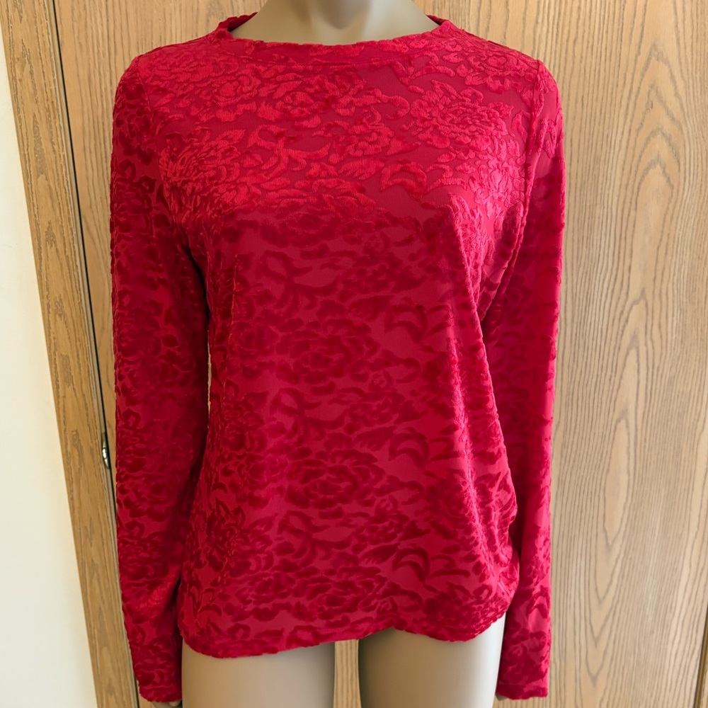 WHBM Red Velvet detailed long sleeve top